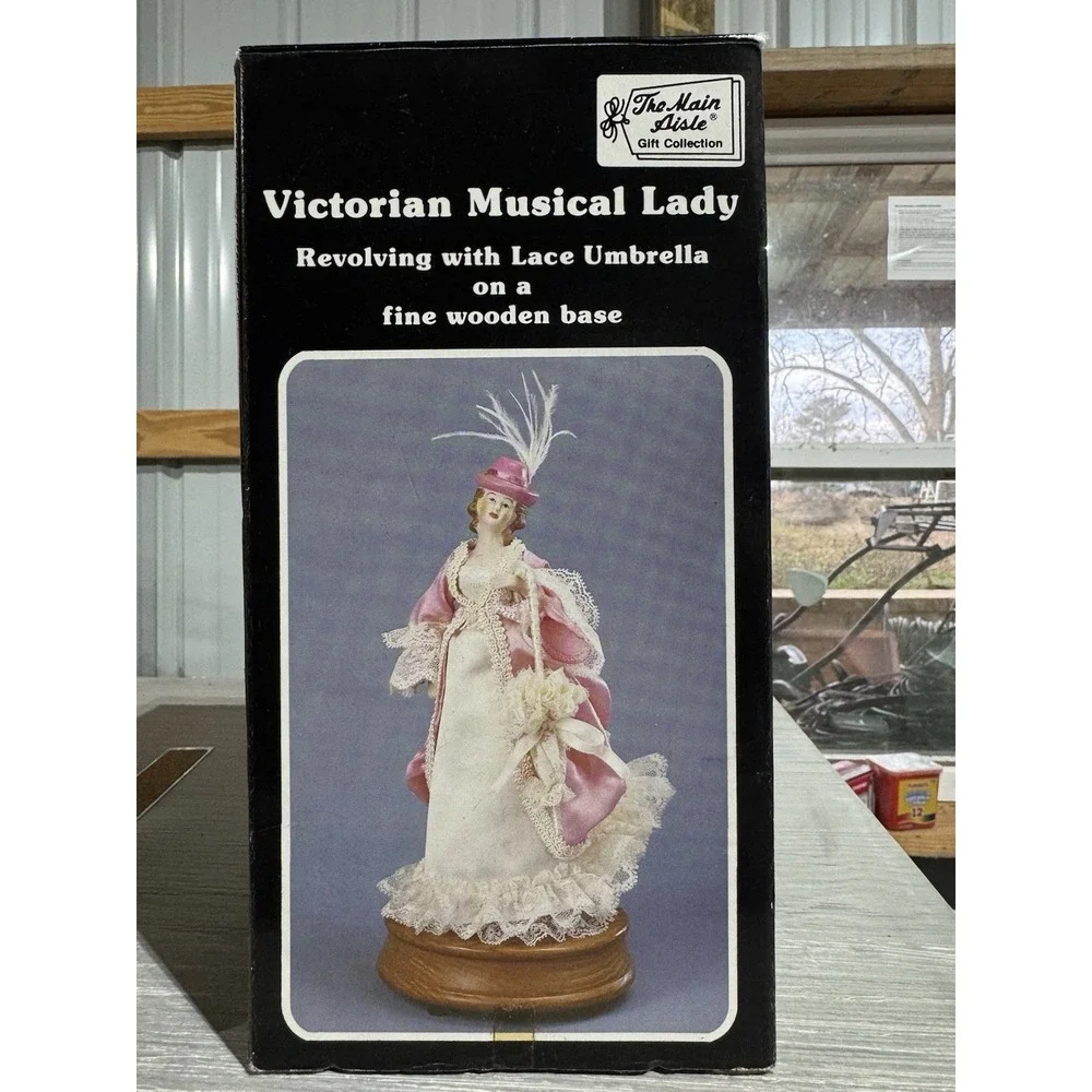 Vintage Victorian Musical‎ Lady Spins On Wooden Base The Main Aisle Gift